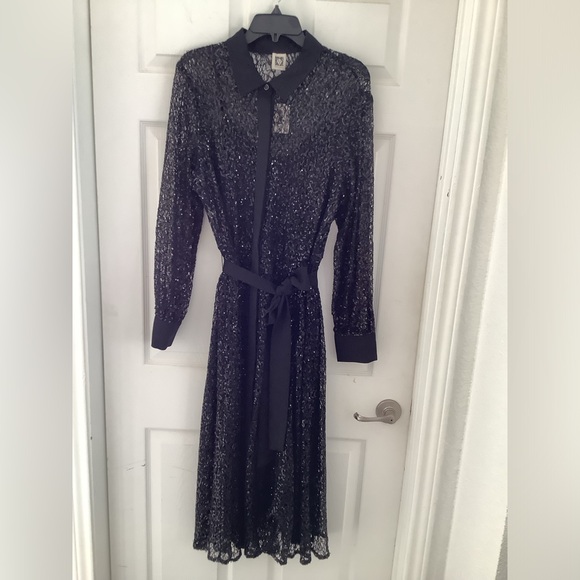 🆕 Women's Button-Front A-Line Sequin Lace Dress. - Picture 8 of 17